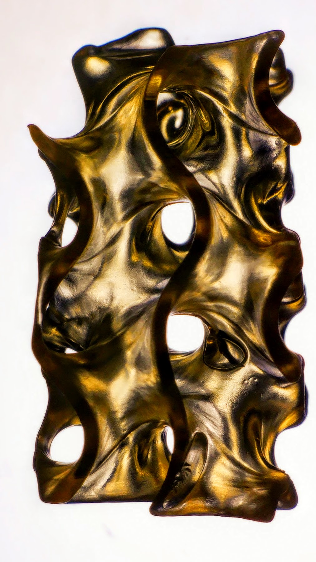 Amber, translucent lattice structure with thin curved walls and open pores, printed in xoloOne