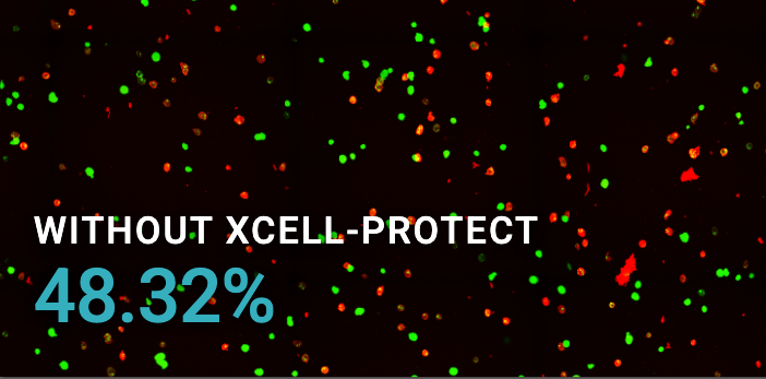 HepG2 cells without Xcell-protect, 48.32% viability